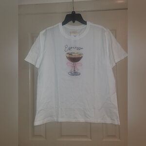 State Of Mine White Espresso Martini Coquette T Shirt NWT Womens Size M